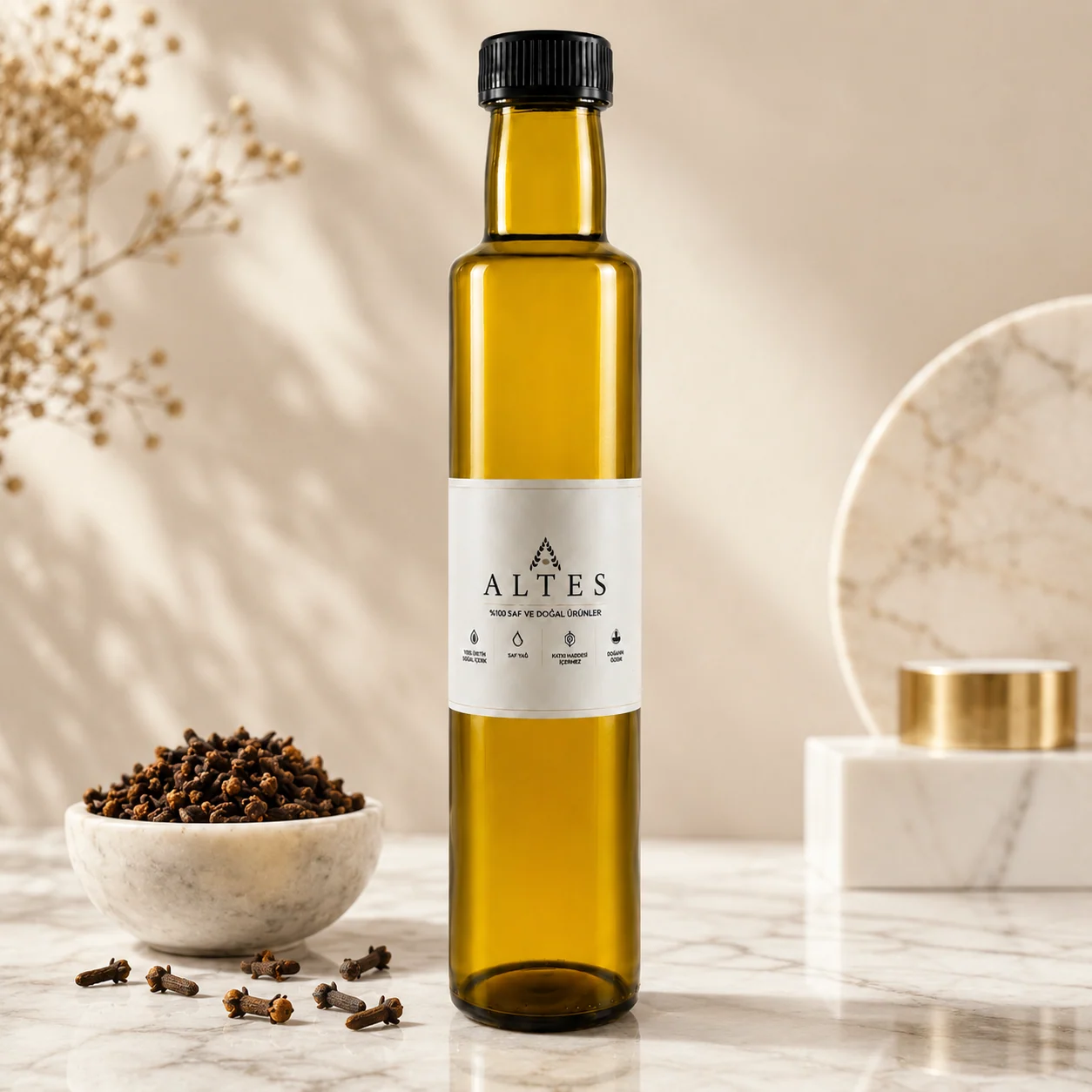ALTES Karanfil Uçucu Yağı 250 ml – %100 Saf ve Doğal - mermer zemin ürün görseli