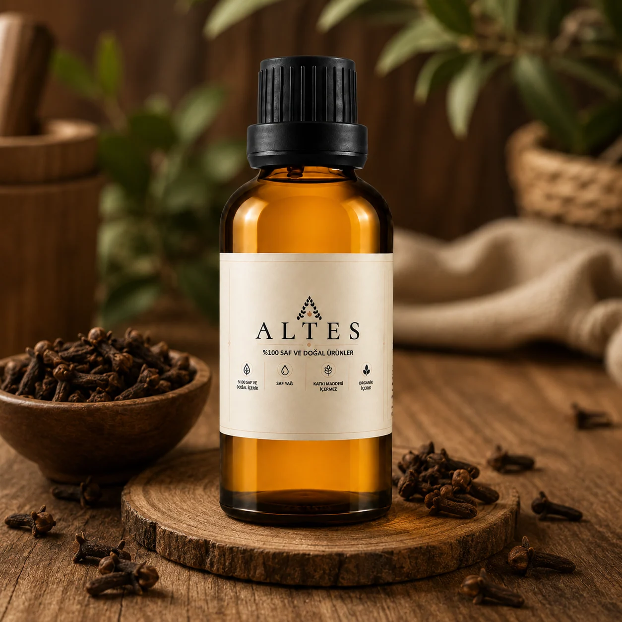 ALTES Karanfil Uçucu Yağı 50 ml – %100 Saf ve Doğal - ahşap zemin ürün görseli