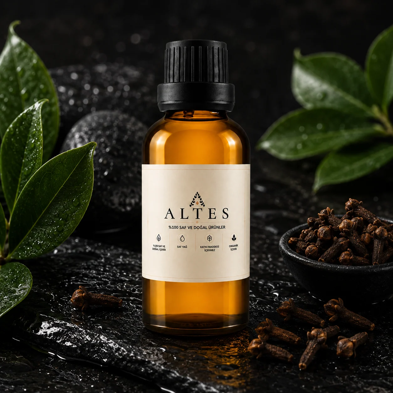 ALTES Karanfil Uçucu Yağı 50 ml – %100 Saf ve Doğal - siyah taş zemin ürün görseli