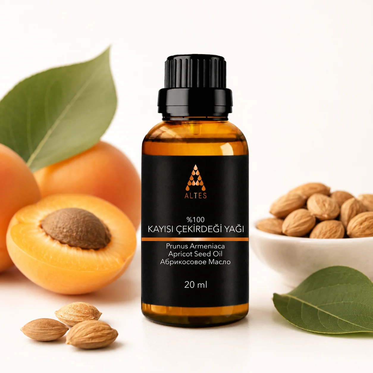 ALTES Kayısı Çekirdeği Yağı 20 ml – %100 Saf ve Doğal - beyaz zemin ürün görseli