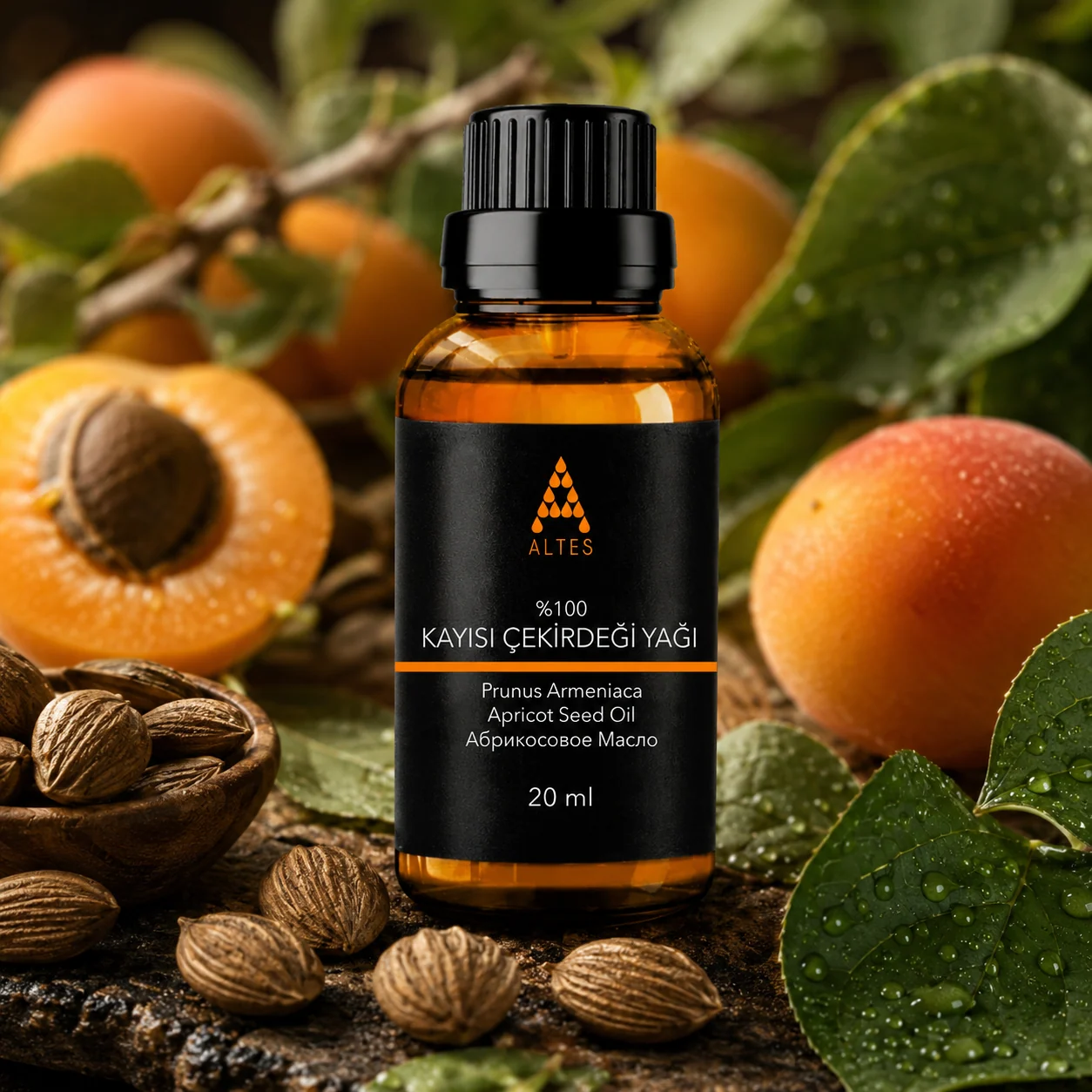 ALTES Kayısı Çekirdeği Yağı 20 ml – %100 Saf ve Doğal - bitkisel yakın plan ürün görseli
