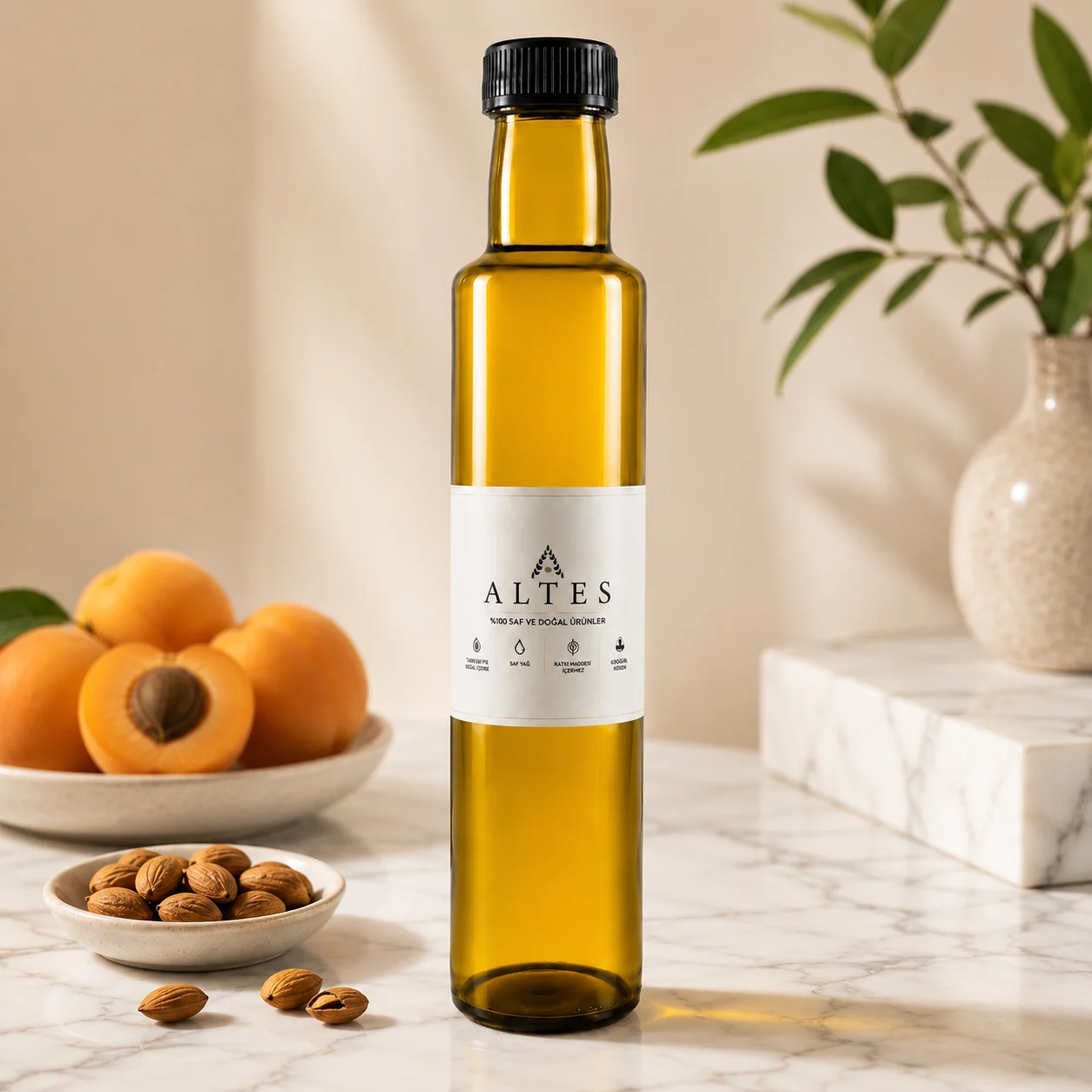 ALTES Kayısı Çekirdeği Yağı 250 ml – %100 Saf ve Doğal - mermer zemin ürün görseli
