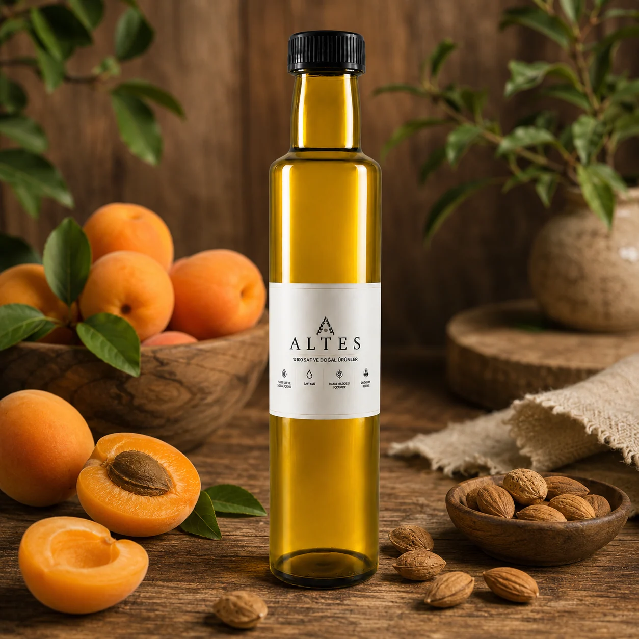 ALTES Kayısı Çekirdeği Yağı 250 ml – %100 Saf ve Doğal - ahşap zemin ürün görseli