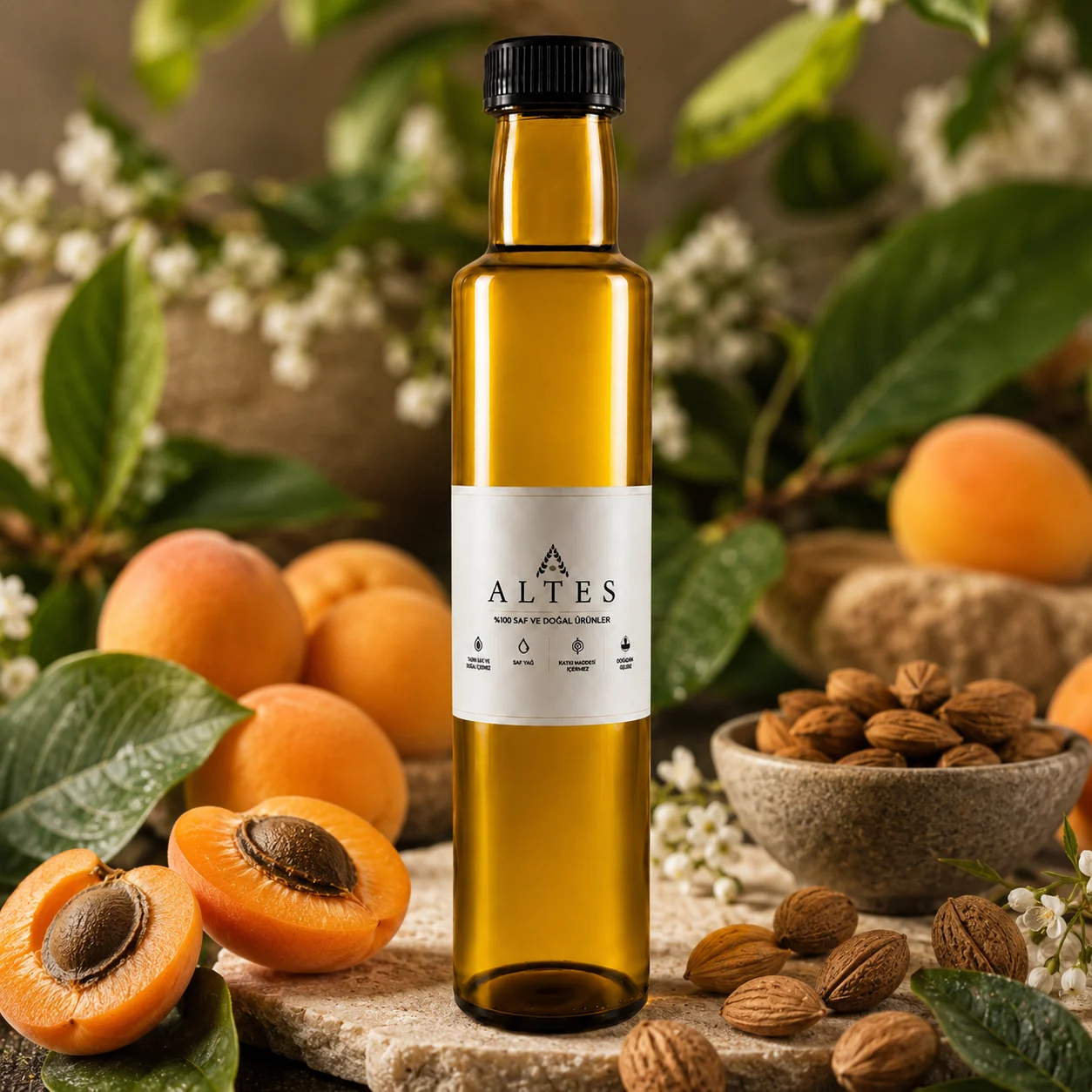 ALTES Kayısı Çekirdeği Yağı 250 ml – %100 Saf ve Doğal - bitkisel yakın plan ürün görseli