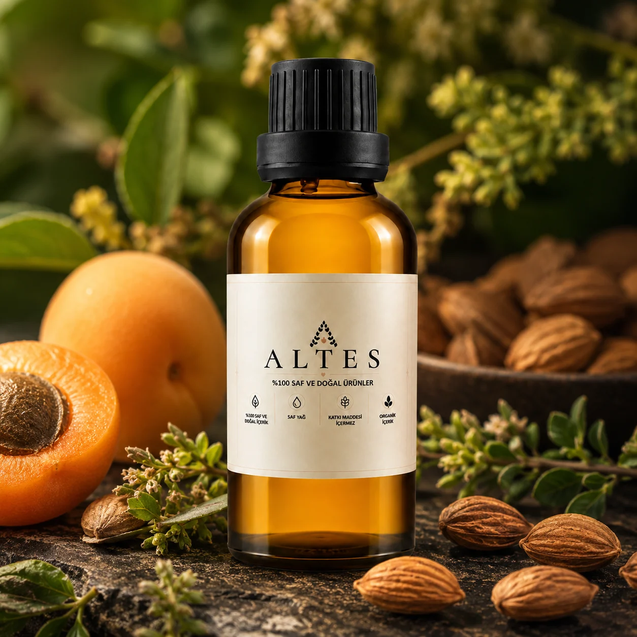 ALTES Kayısı Çekirdeği Yağı 50 ml – %100 Saf ve Doğal - bitkisel yakın plan ürün görseli