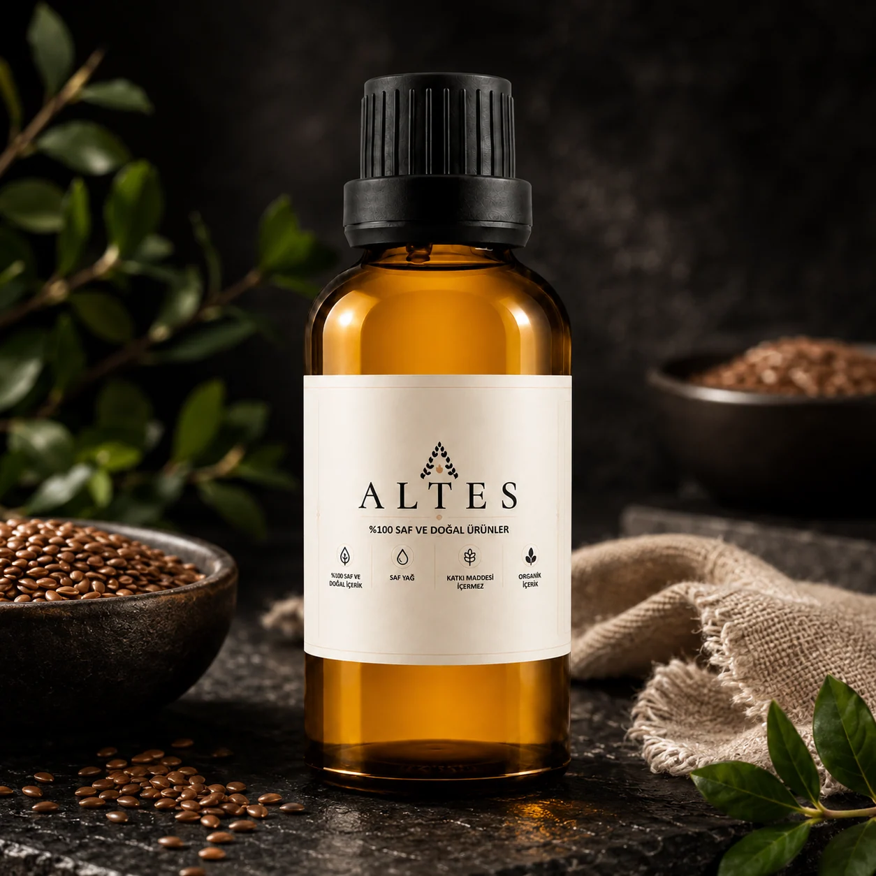 ALTES Keten Tohumu Yağı 100 ml – %100 Saf ve Doğal - koyu lüks ürün görseli
