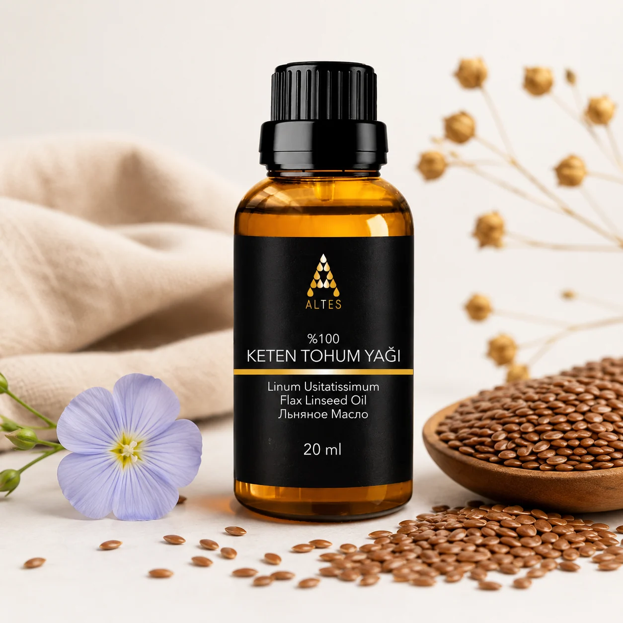 ALTES Keten Tohumu Yağı 20 ml – %100 Saf ve Doğal - beyaz zemin ürün görseli