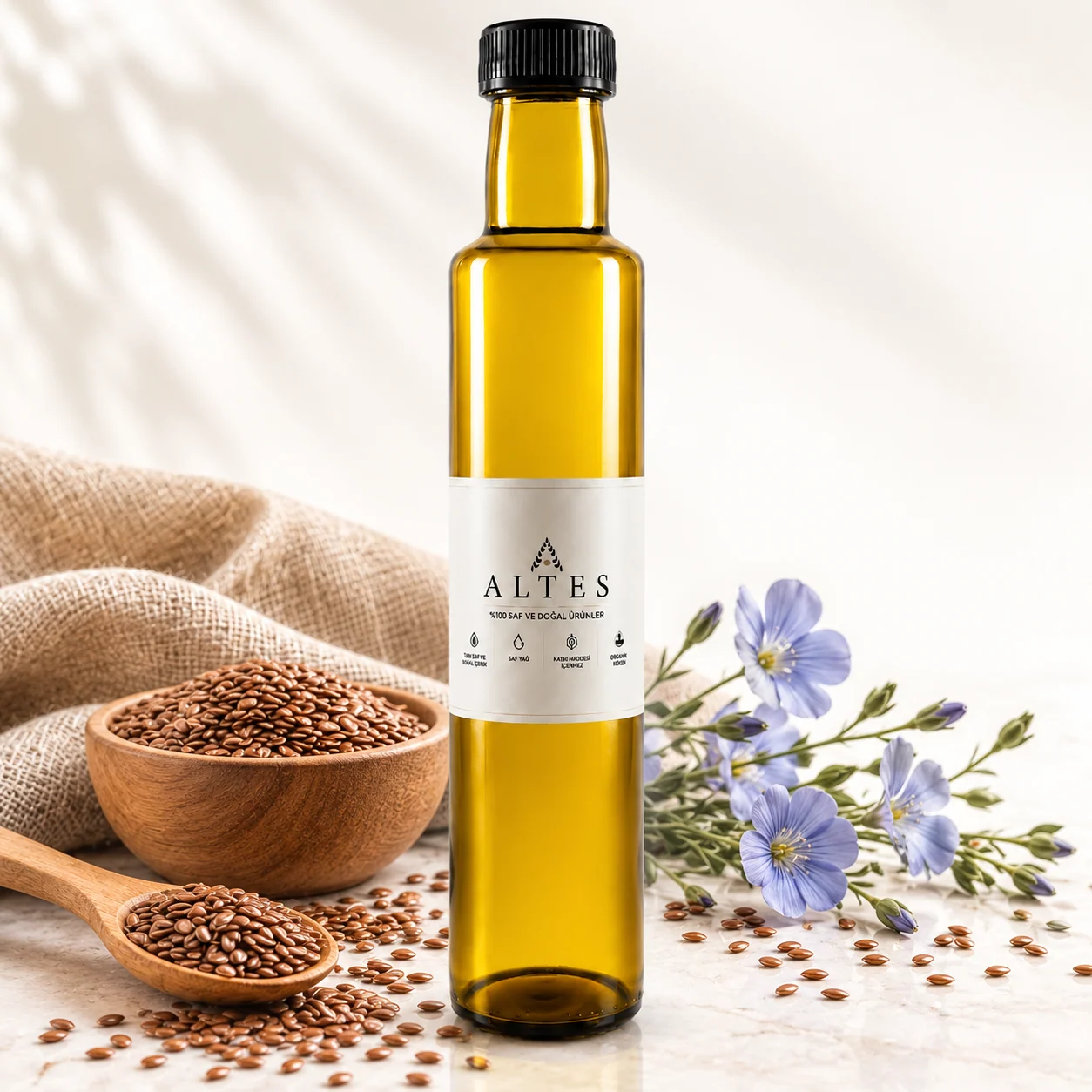 ALTES Keten Tohumu Yağı 250 ml – %100 Saf ve Doğal - beyaz zemin ürün görseli
