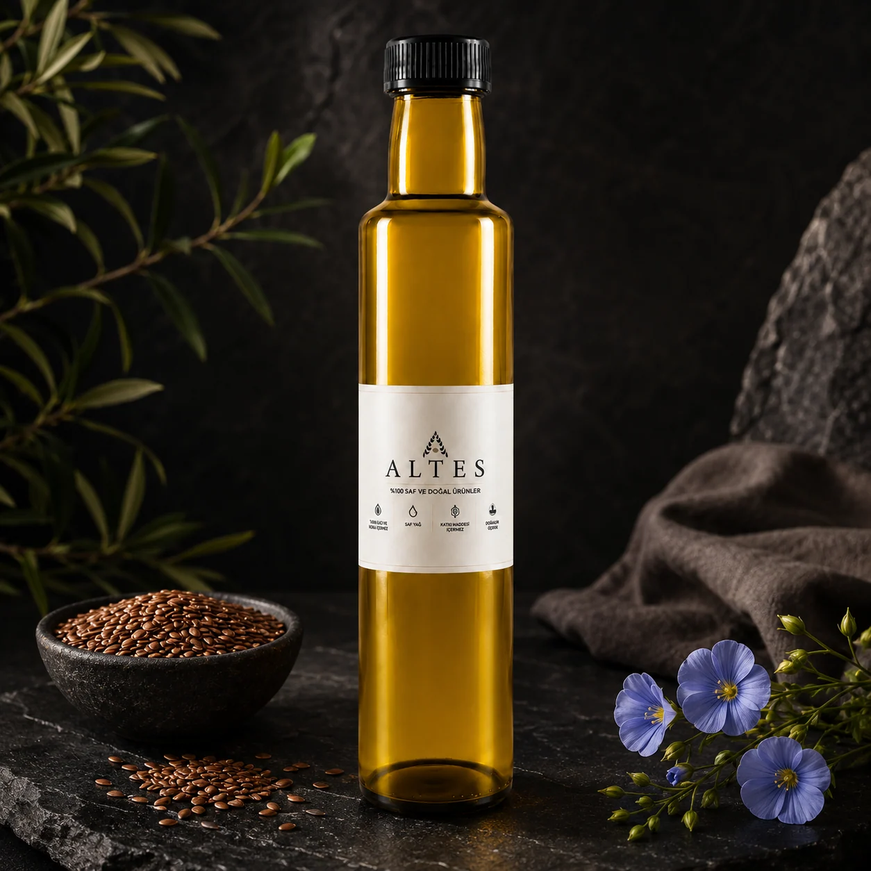 ALTES Keten Tohumu Yağı 250 ml – %100 Saf ve Doğal - koyu lüks ürün görseli