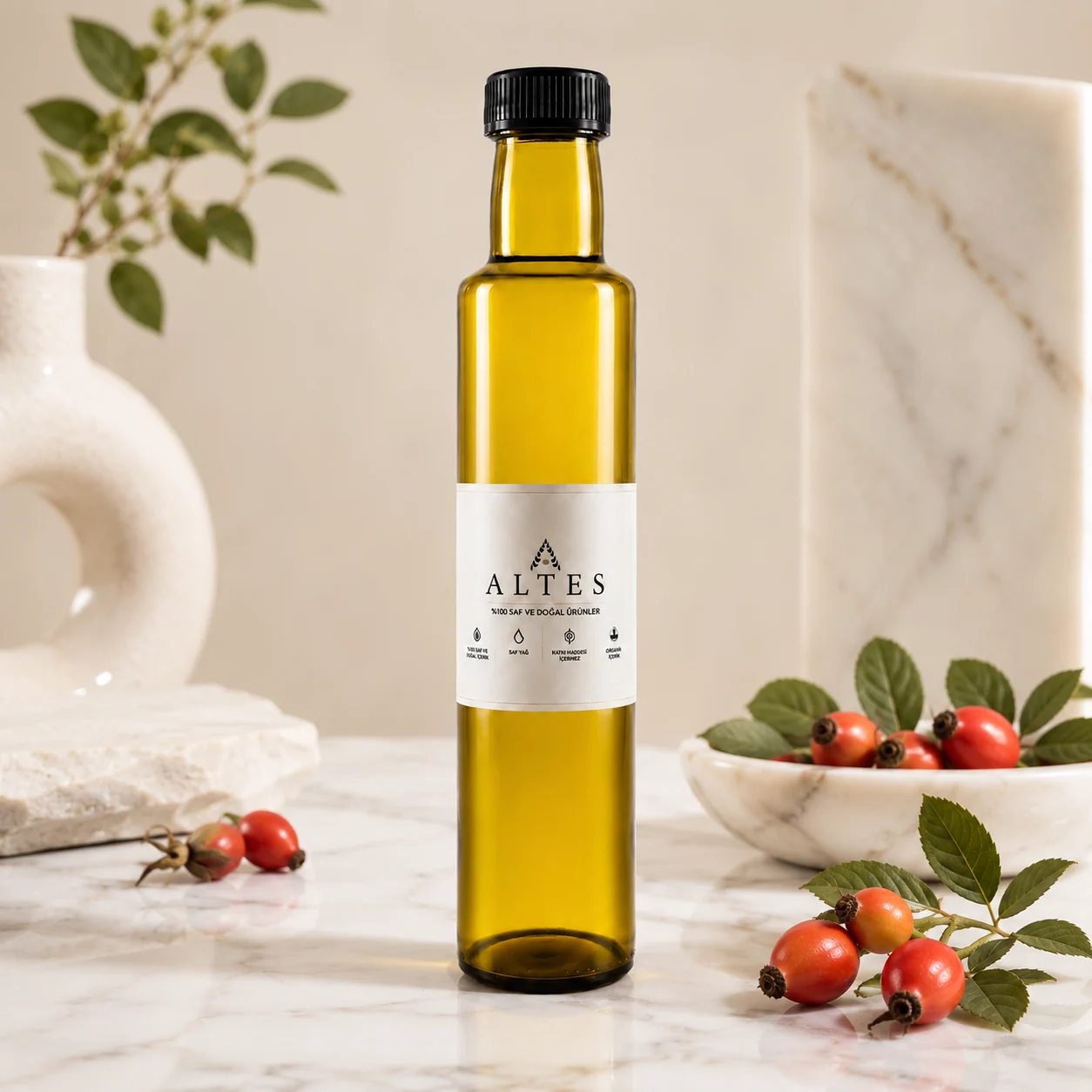 ALTES Kuşburnu Yağı 250 ml – %100 Saf ve Doğal - mermer zemin ürün görseli
