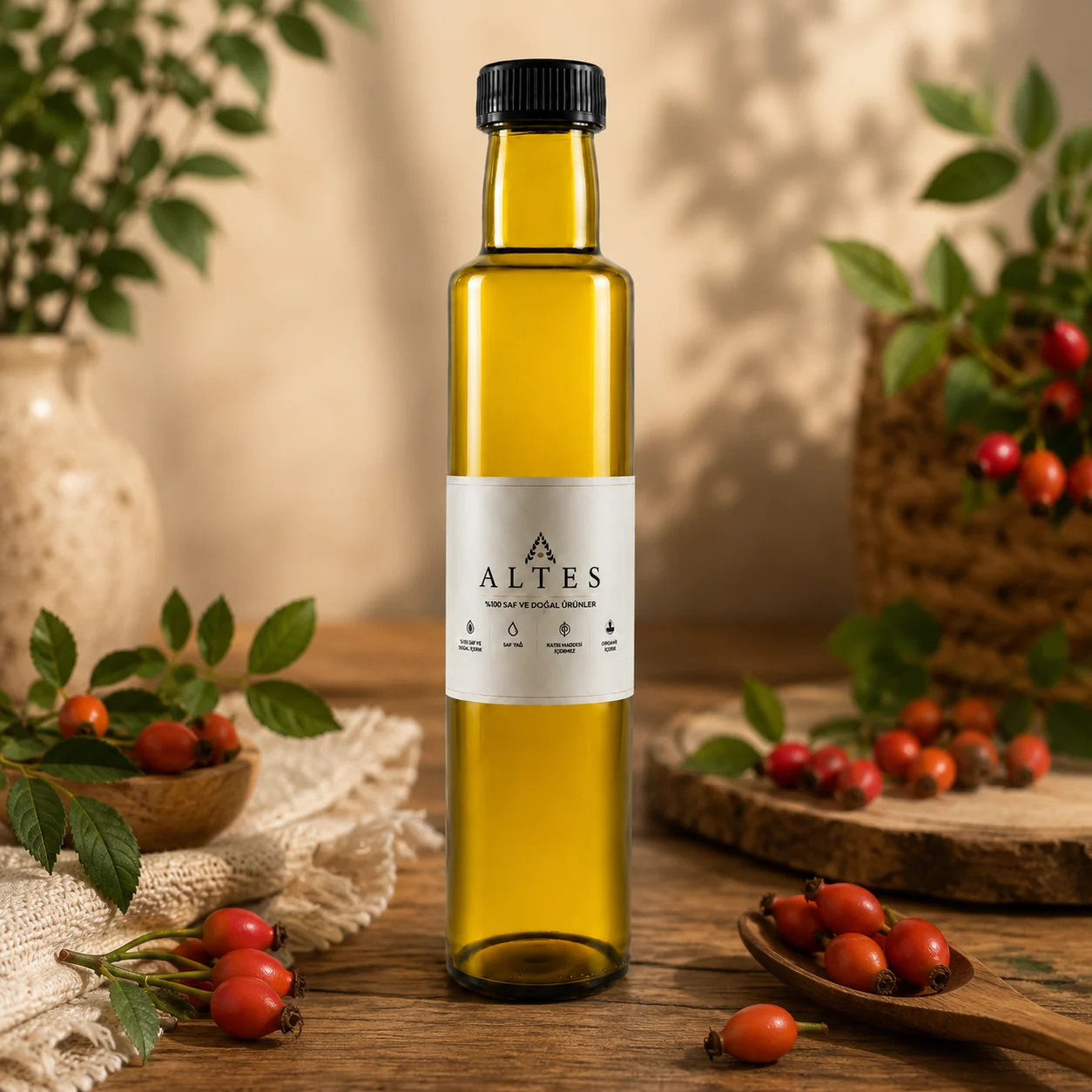 ALTES Kuşburnu Yağı 250 ml – %100 Saf ve Doğal - ahşap zemin ürün görseli