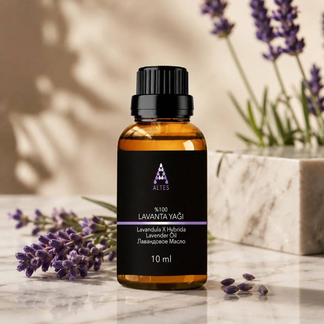 ALTES Lavanta Uçucu Yağı 10 ml – %100 Saf ve Doğal - mermer zemin ürün görseli