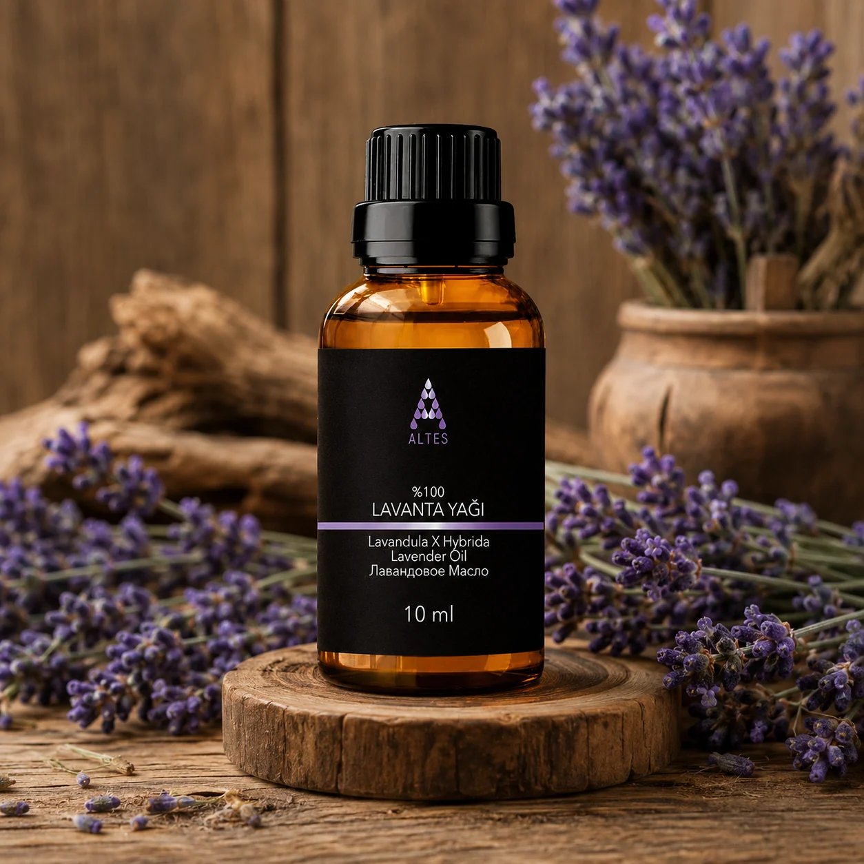 ALTES Lavanta Uçucu Yağı 10 ml – %100 Saf ve Doğal - ahşap zemin ürün görseli