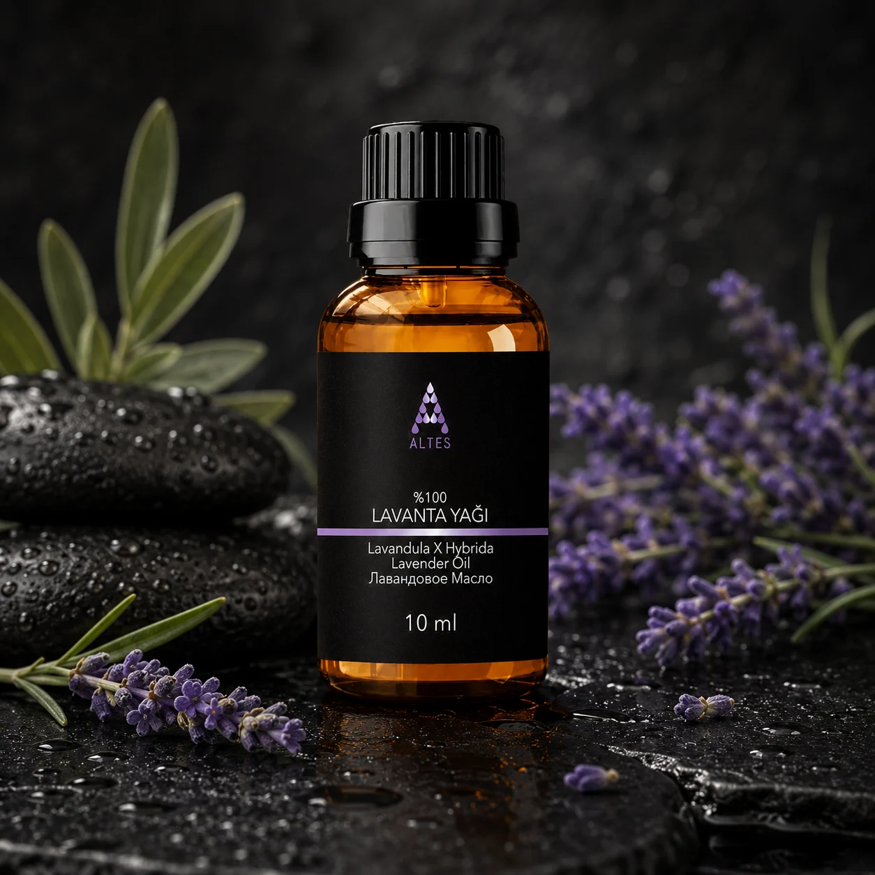 ALTES Lavanta Uçucu Yağı 10 ml – %100 Saf ve Doğal - siyah taş zemin ürün görseli
