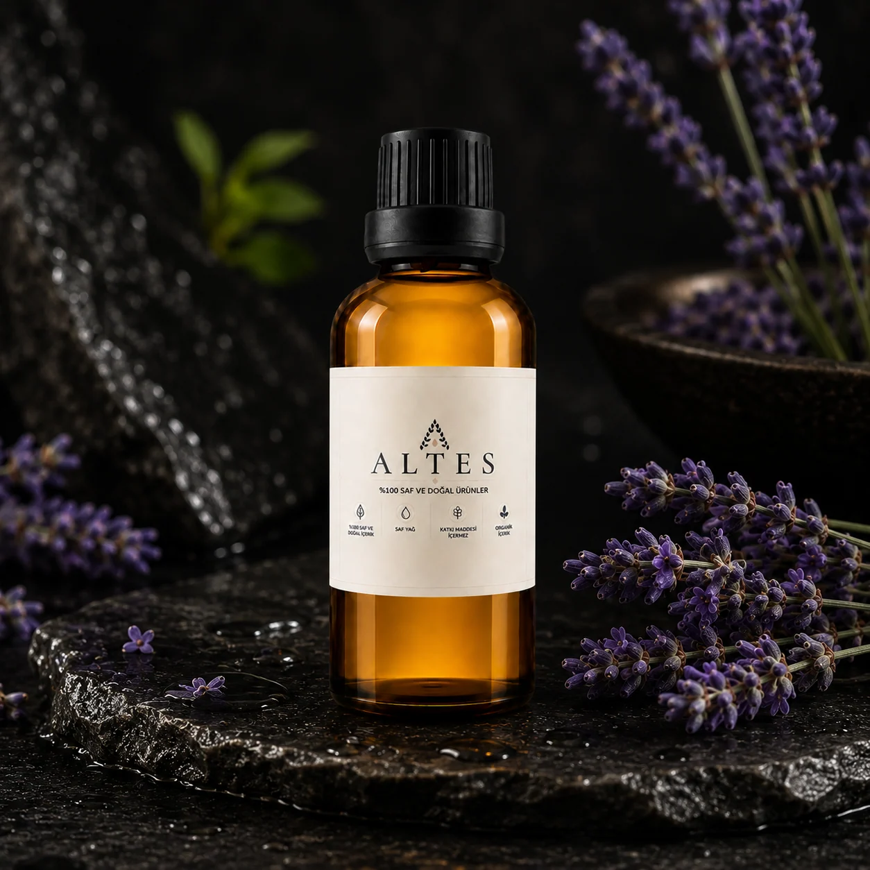 ALTES Lavanta Uçucu Yağı 100 ml – %100 Saf ve Doğal - siyah taş zemin ürün görseli
