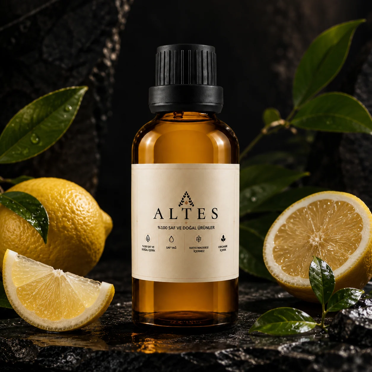 ALTES Limon Uçucu Yağı 100 ml – %100 Saf ve Doğal - koyu lüks ürün görseli