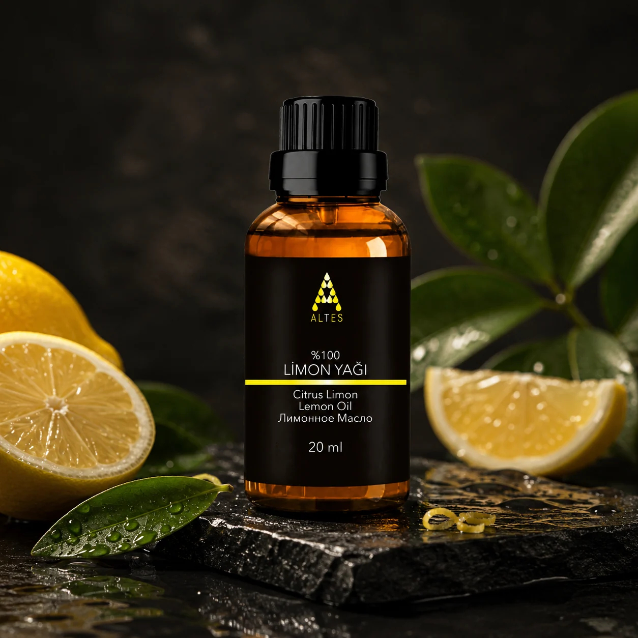 ALTES Limon Uçucu Yağı 20 ml – %100 Saf ve Doğal - koyu lüks ürün görseli