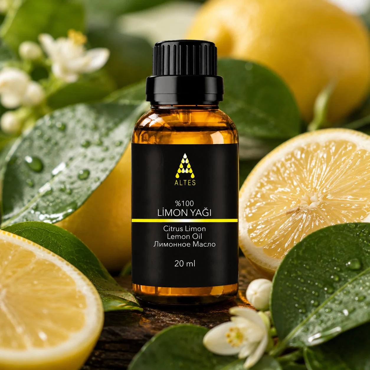 ALTES Limon Uçucu Yağı 20 ml – %100 Saf ve Doğal - bitkisel yakın plan ürün görseli