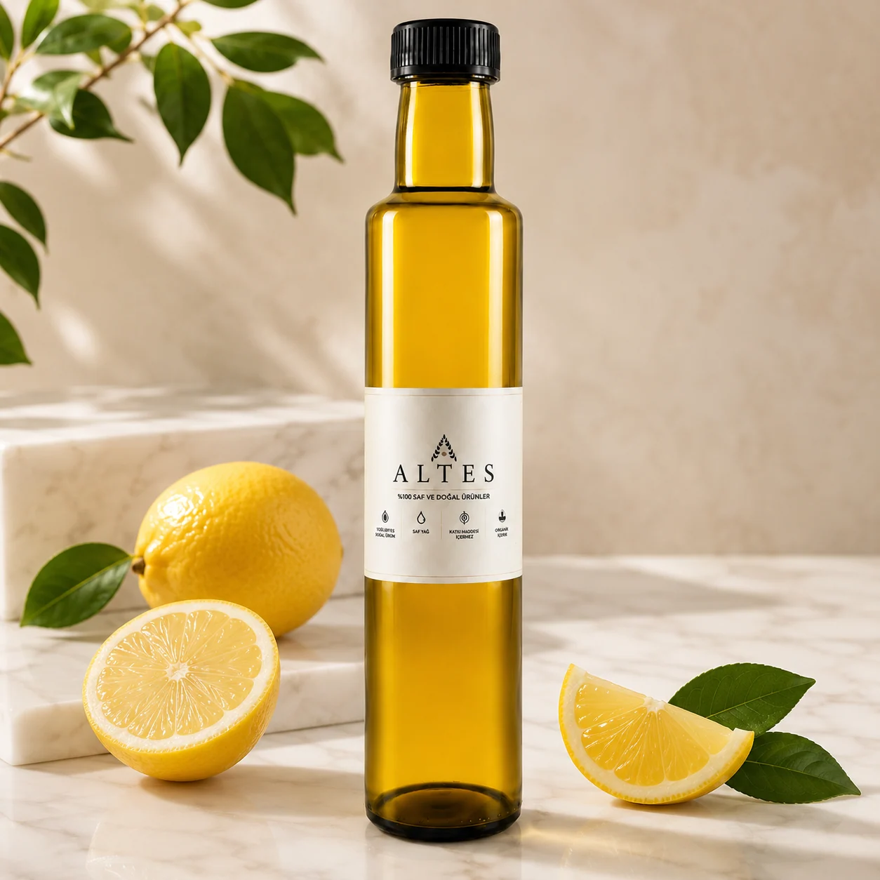 ALTES Limon Uçucu Yağı 250 ml – %100 Saf ve Doğal - mermer zemin ürün görseli