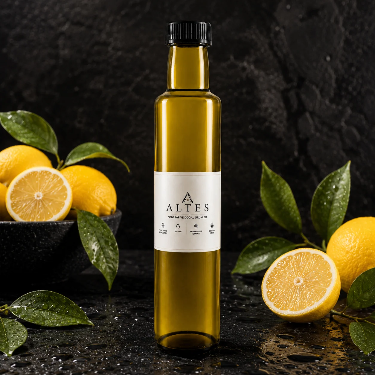 ALTES Limon Uçucu Yağı 250 ml – %100 Saf ve Doğal - siyah taş zemin ürün görseli