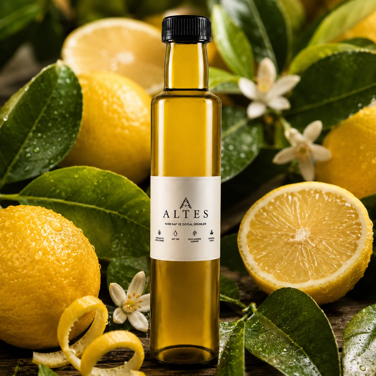 ALTES Limon Uçucu Yağı 250 ml – %100 Saf ve Doğal - bitkisel yakın plan ürün görseli