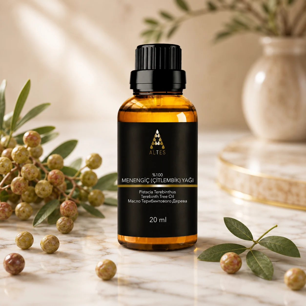 ALTES Menengiç Yağı 20 ml – %100 Saf ve Doğal - mermer zemin ürün görseli