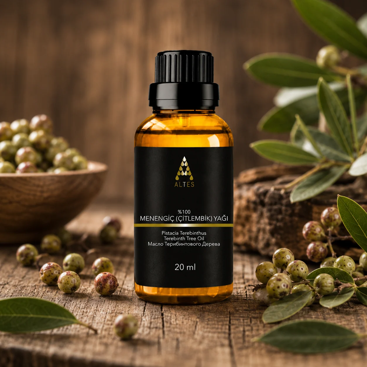 ALTES Menengiç Yağı 20 ml – %100 Saf ve Doğal - ahşap zemin ürün görseli
