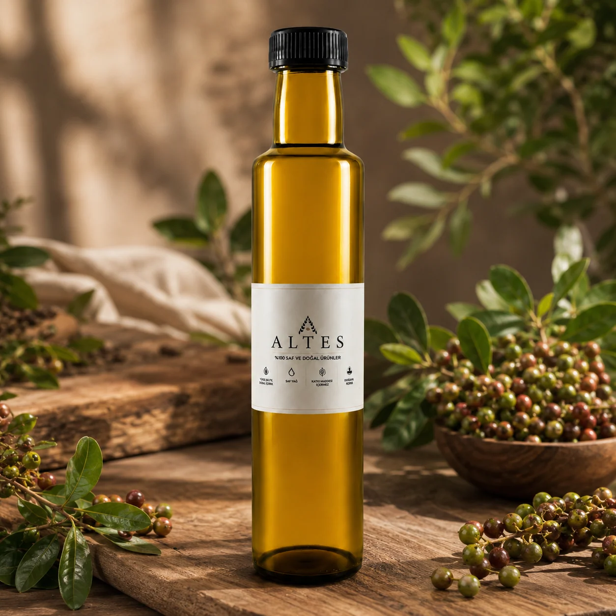 ALTES Menengiç Yağı 250 ml – %100 Saf ve Doğal - ahşap zemin ürün görseli