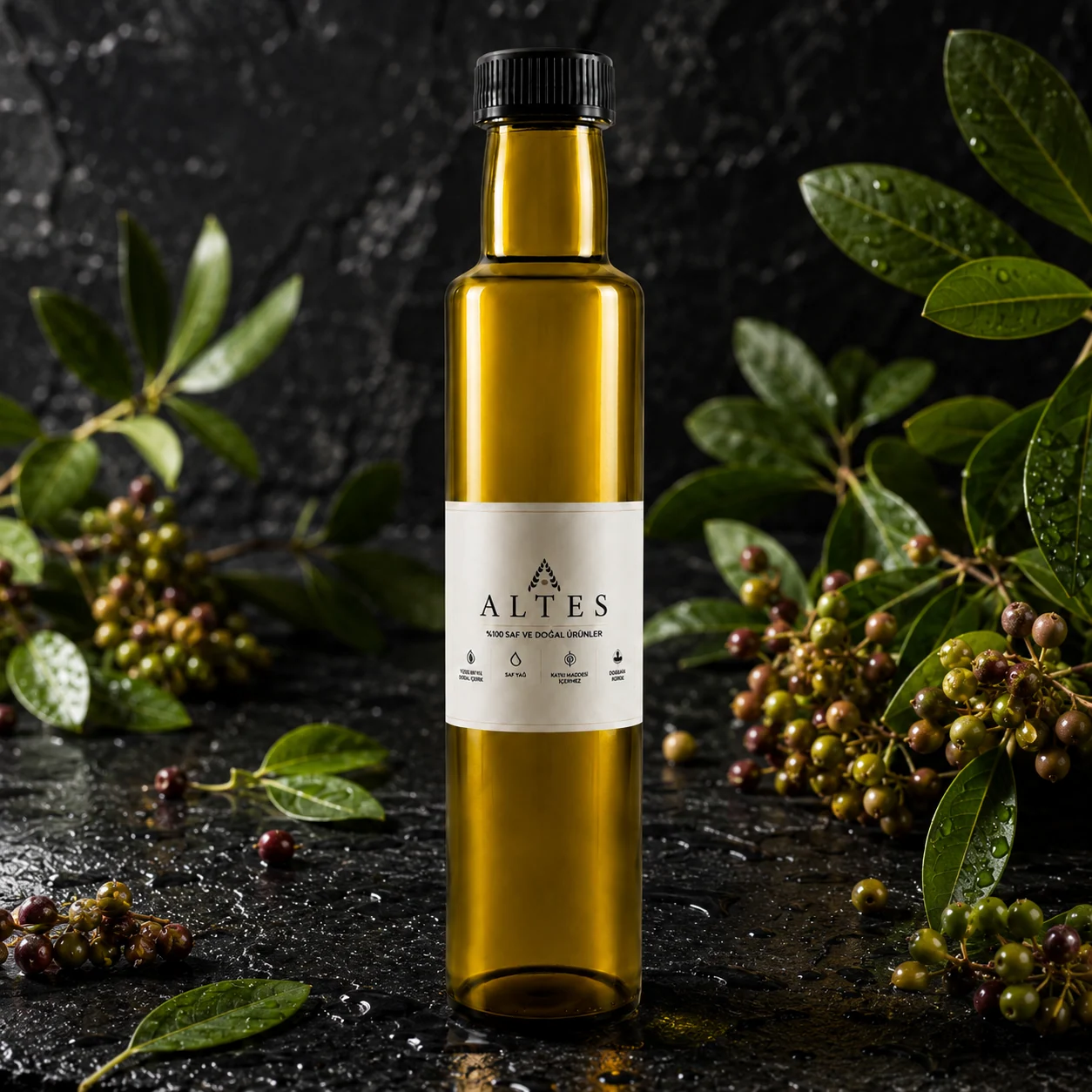 ALTES Menengiç Yağı 250 ml – %100 Saf ve Doğal - siyah taş zemin ürün görseli
