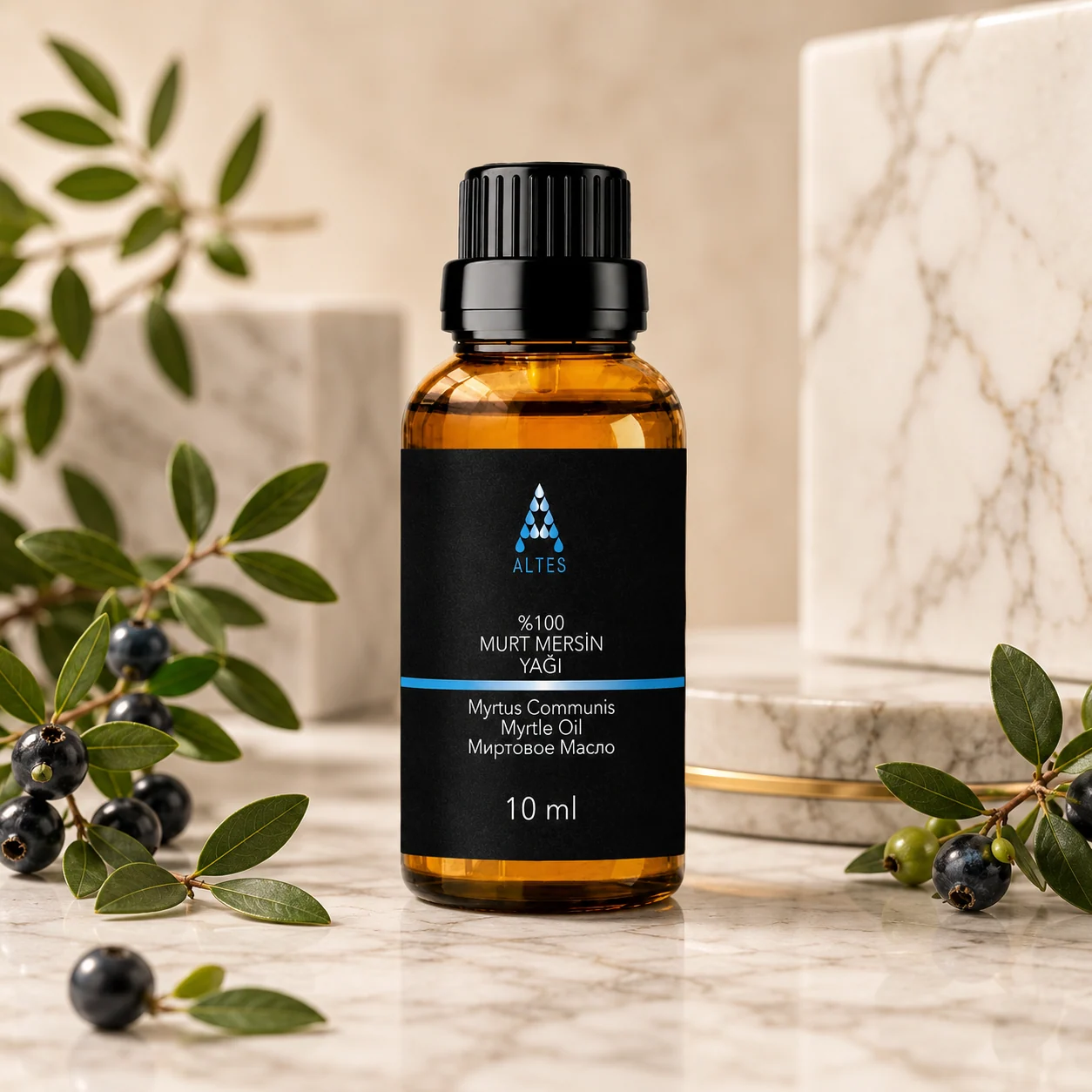 ALTES Murt Uçucu Yağı 10 ml – %100 Saf ve Doğal - mermer zemin ürün görseli
