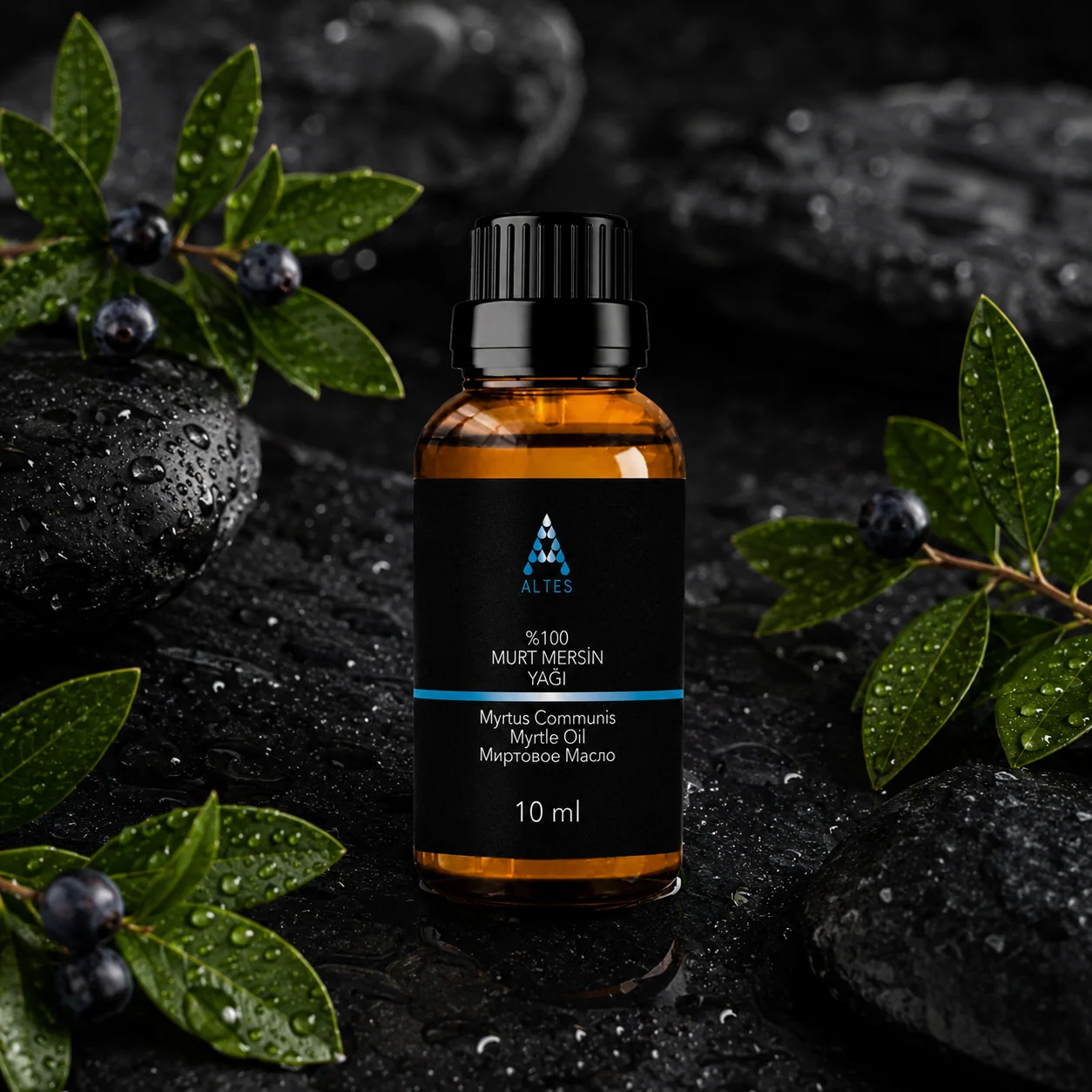 ALTES Murt Uçucu Yağı 10 ml – %100 Saf ve Doğal - siyah taş zemin ürün görseli