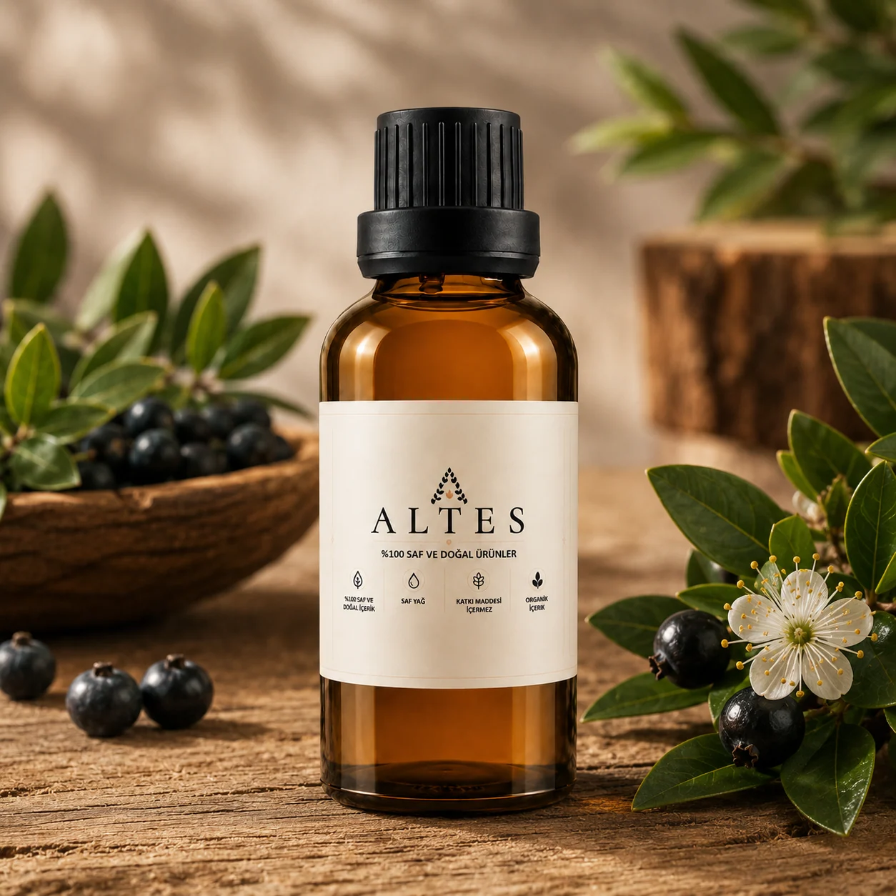 ALTES Murt Uçucu Yağı 100 ml – %100 Saf ve Doğal - ahşap zemin ürün görseli