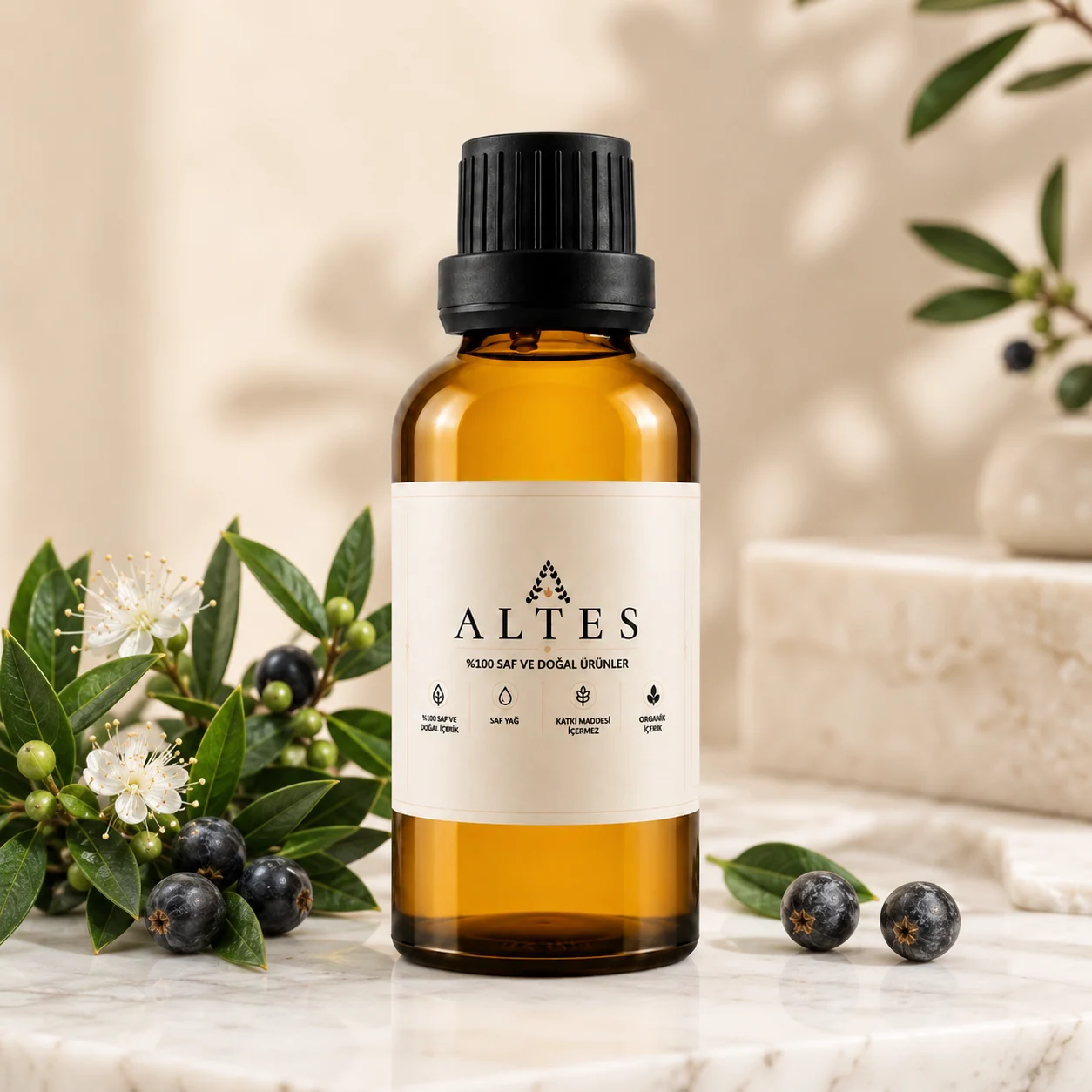 ALTES Murt Uçucu Yağı 50 ml – %100 Saf ve Doğal - mermer zemin ürün görseli