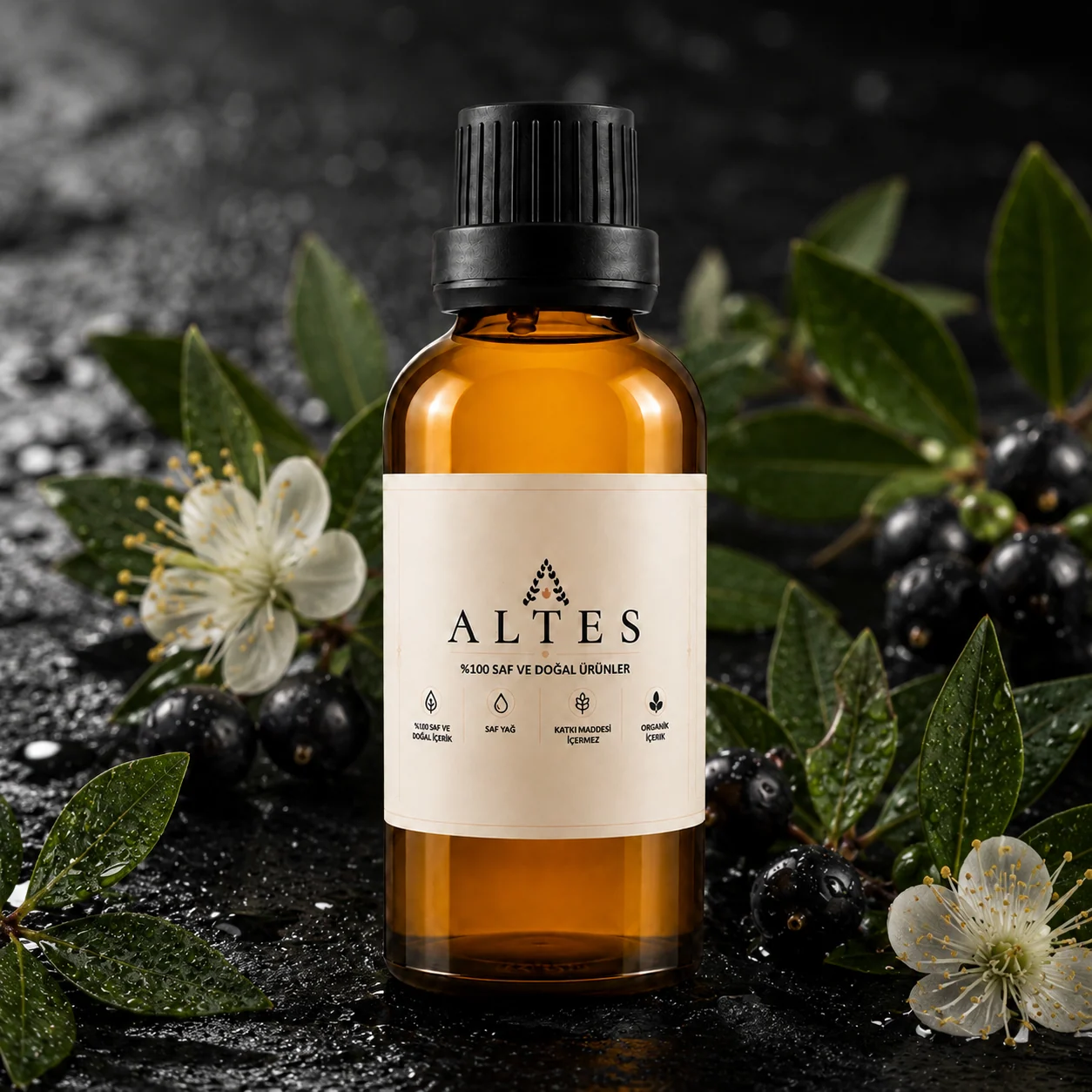 ALTES Murt Uçucu Yağı 50 ml – %100 Saf ve Doğal - siyah taş zemin ürün görseli