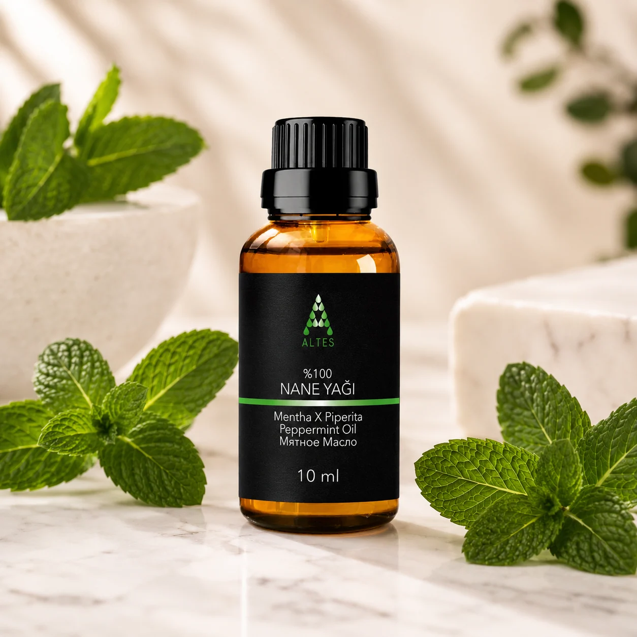 ALTES Nane Uçucu Yağı 10 ml – %100 Saf ve Doğal - mermer zemin ürün görseli