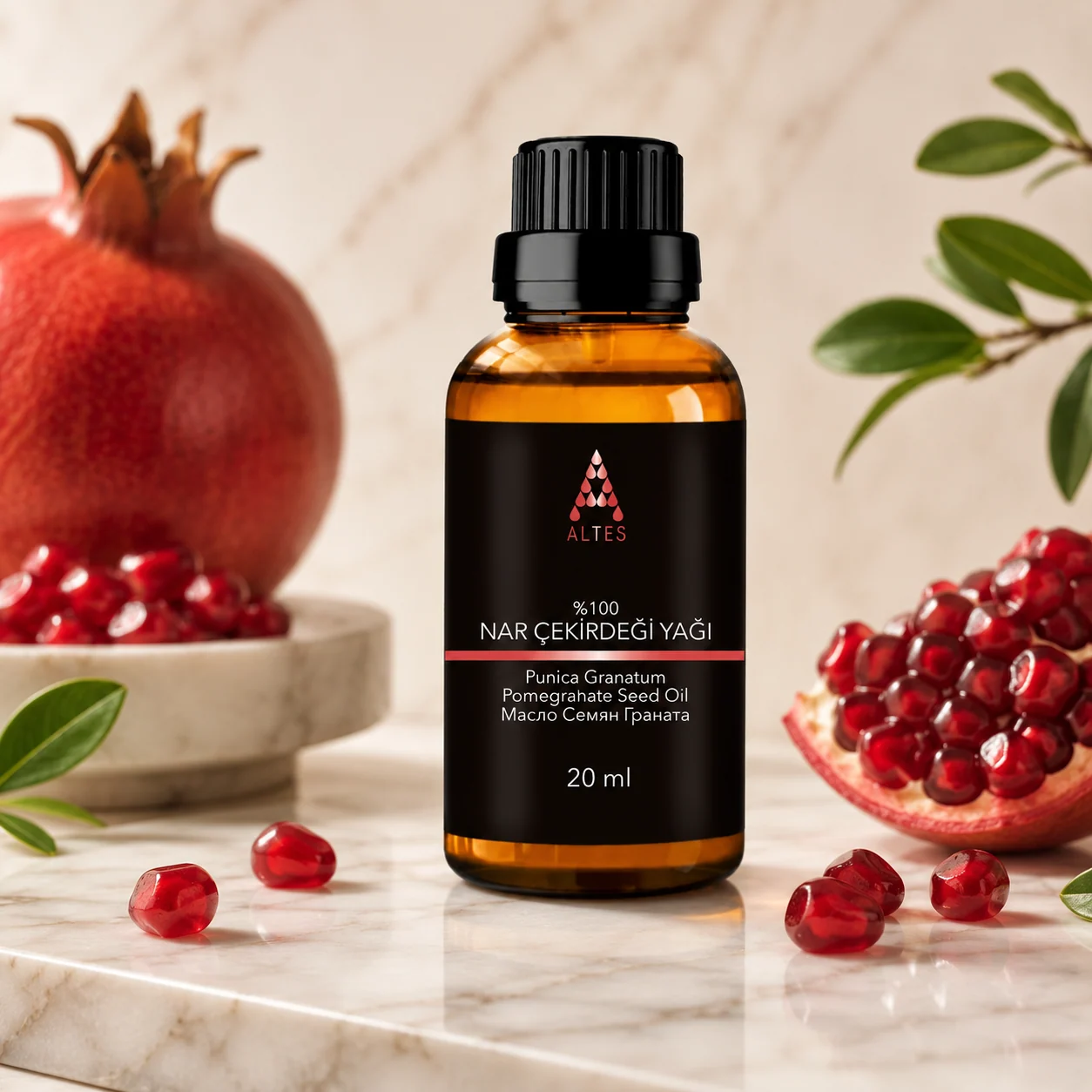 ALTES Nar Çekirdeği Yağı 20 ml – %100 Saf ve Doğal Soğuk Sıkım - mermer zemin ürün görseli
