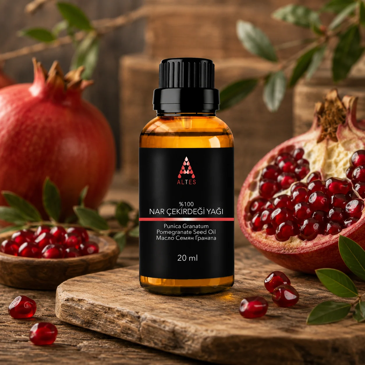 ALTES Nar Çekirdeği Yağı 20 ml – %100 Saf ve Doğal Soğuk Sıkım - ahşap zemin ürün görseli