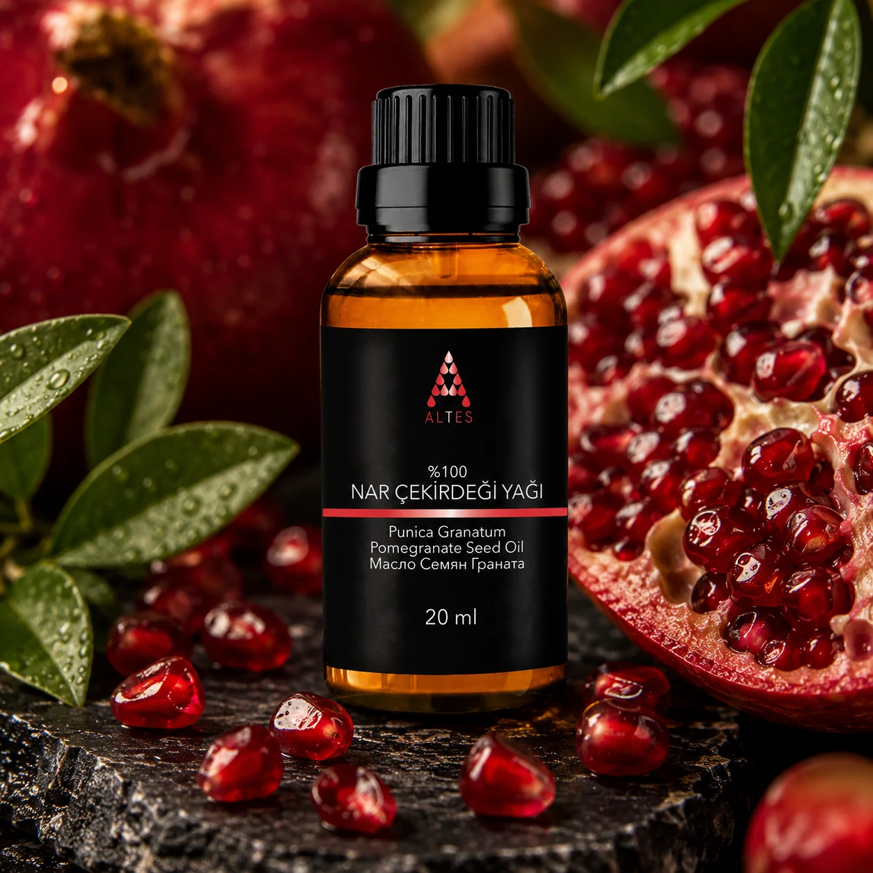 ALTES Nar Çekirdeği Yağı 20 ml – %100 Saf ve Doğal Soğuk Sıkım - bitkisel yakın plan ürün görseli