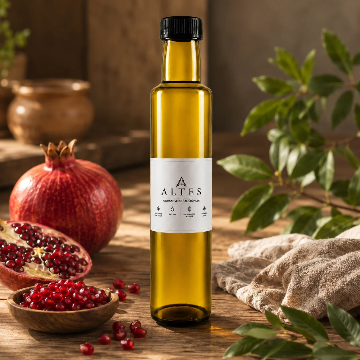 ALTES Nar Çekirdeği Yağı 250 ml – %100 Saf ve Doğal Soğuk Sıkım - ahşap zemin ürün görseli