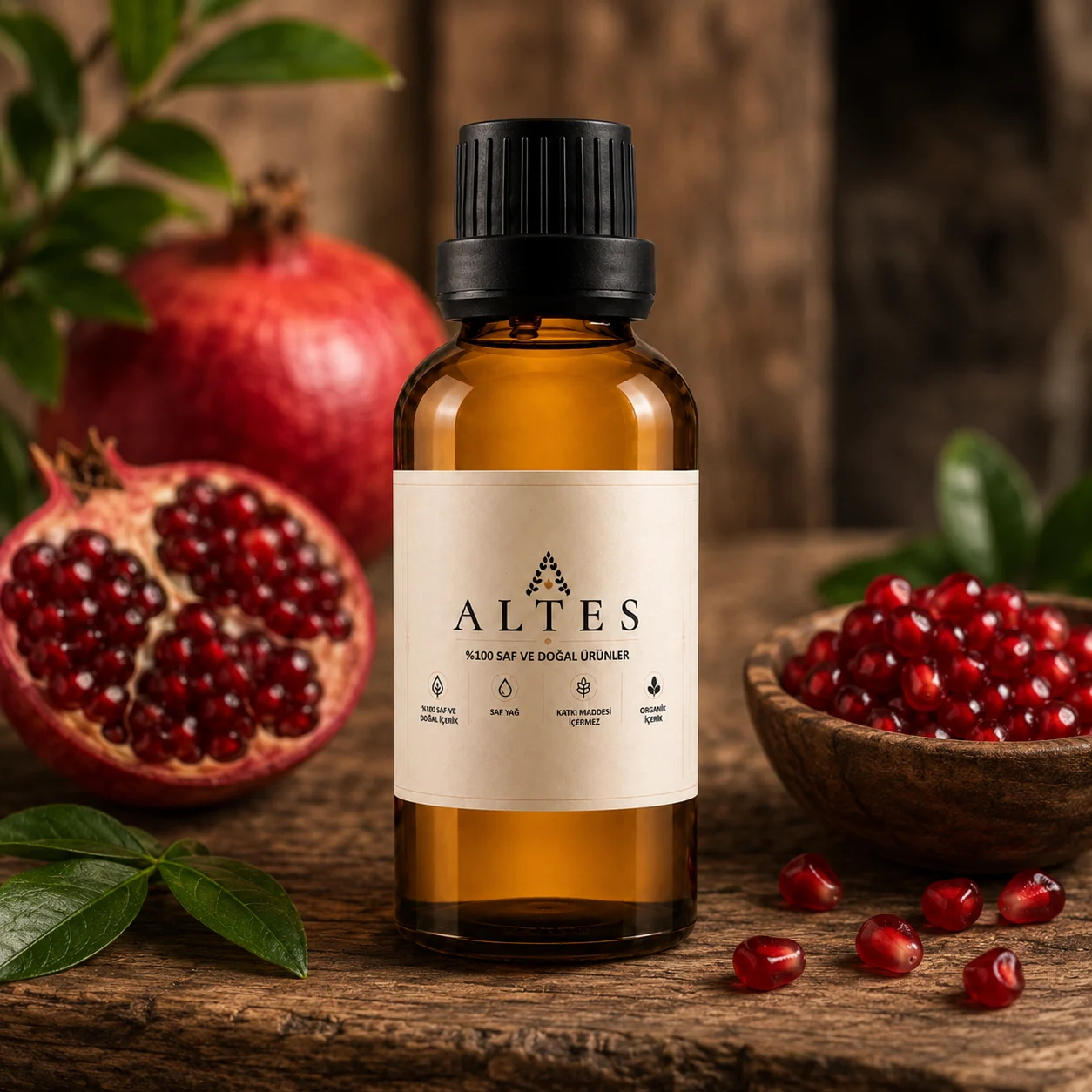 ALTES Nar Çekirdeği Yağı 50 ml – %100 Saf ve Doğal Soğuk Sıkım - ahşap zemin ürün görseli