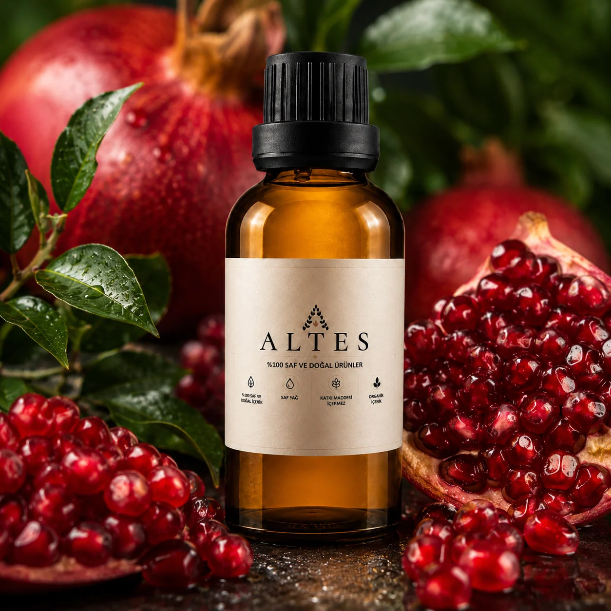 ALTES Nar Çekirdeği Yağı 50 ml – %100 Saf ve Doğal Soğuk Sıkım - bitkisel yakın plan ürün görseli