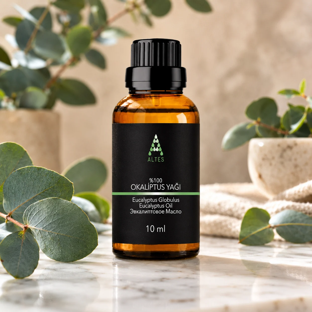 ALTES Okaliptüs Uçucu Yağı 10 ml – %100 Saf ve Doğal - mermer zemin ürün görseli