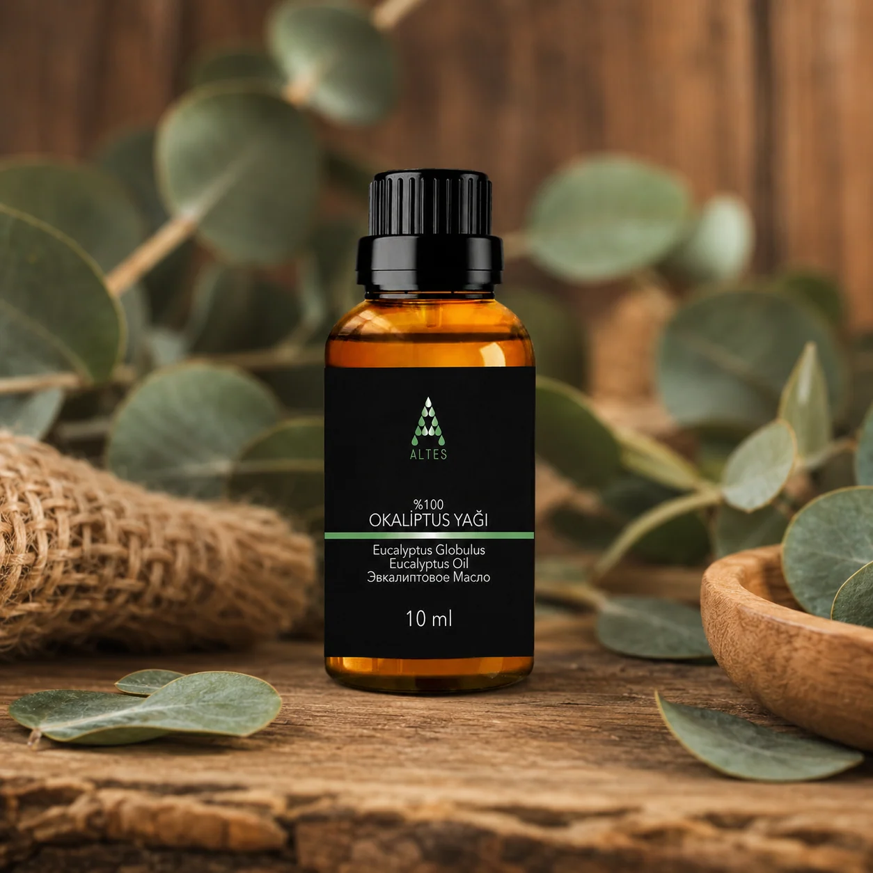 ALTES Okaliptüs Uçucu Yağı 10 ml – %100 Saf ve Doğal - ahşap zemin ürün görseli