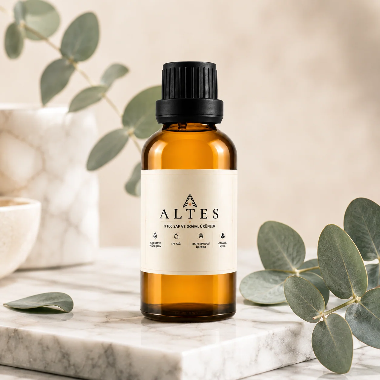 ALTES Okaliptüs Uçucu Yağı 100 ml – %100 Saf ve Doğal - mermer zemin ürün görseli