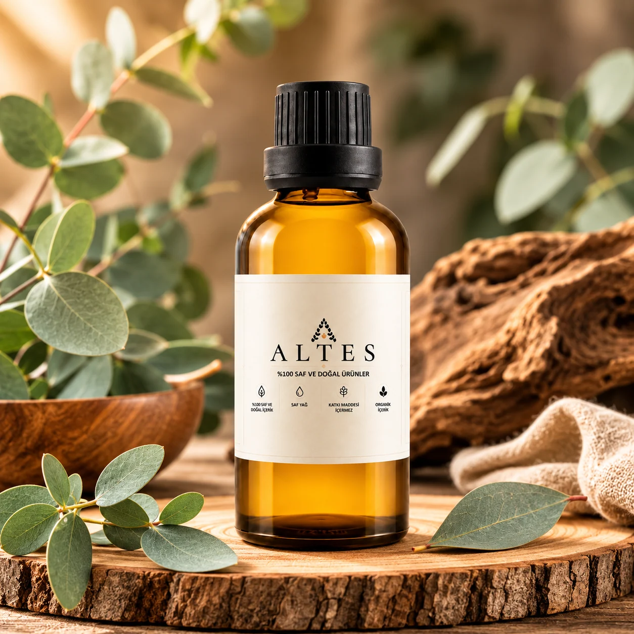 ALTES Okaliptüs Uçucu Yağı 100 ml – %100 Saf ve Doğal - ahşap zemin ürün görseli