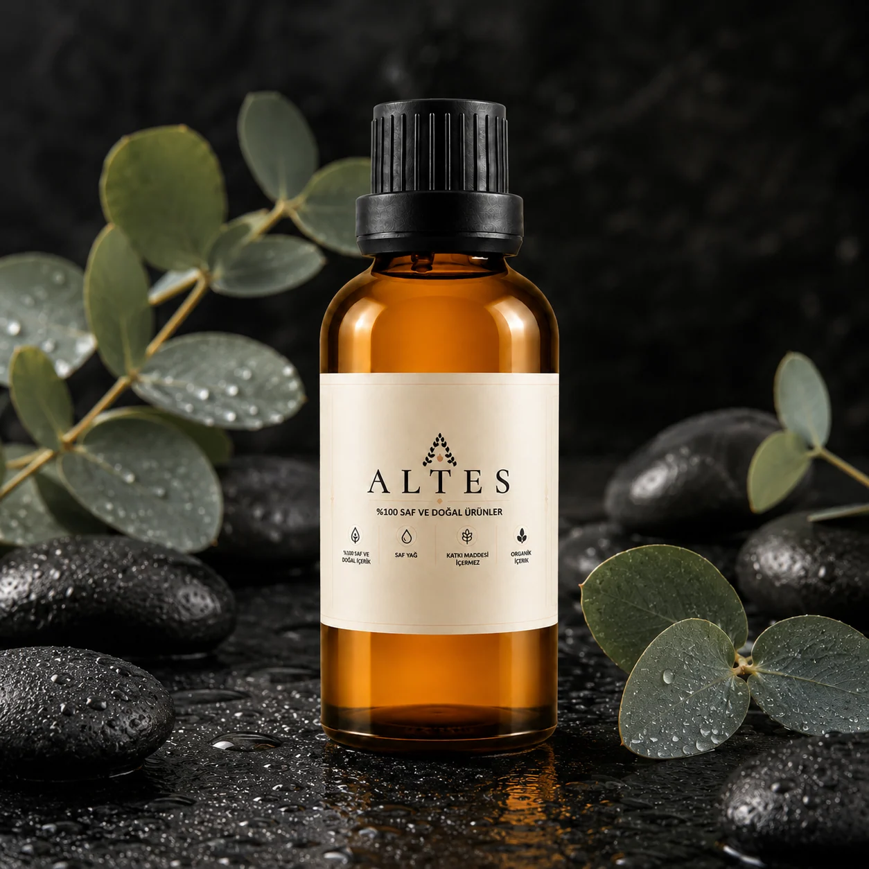 ALTES Okaliptüs Uçucu Yağı 100 ml – %100 Saf ve Doğal - siyah taş zemin ürün görseli