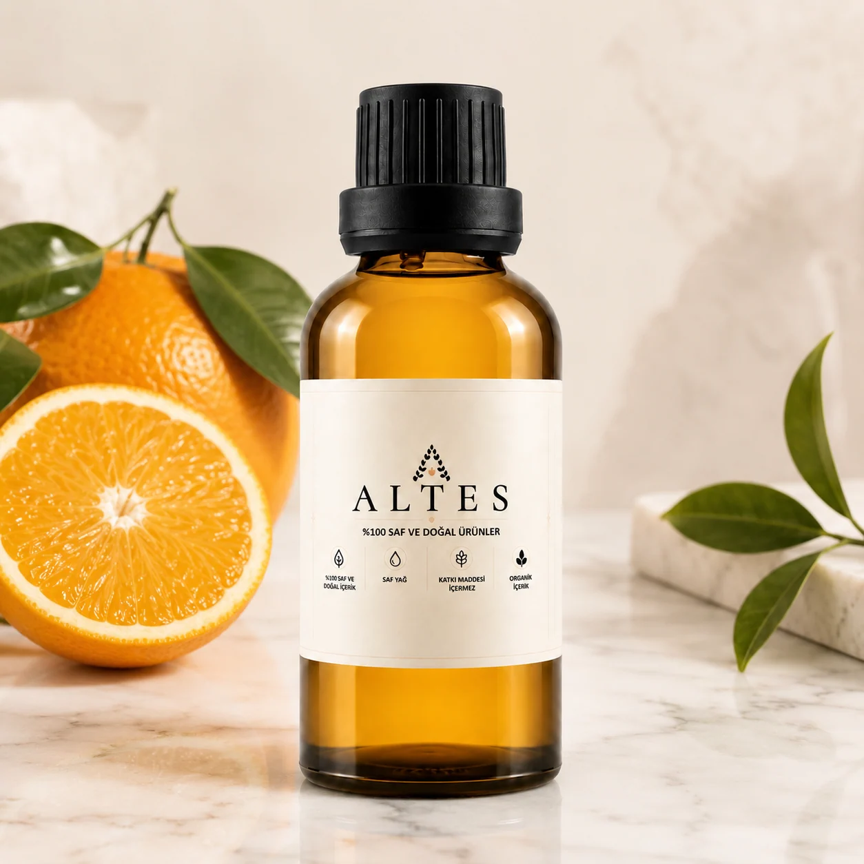 ALTES Portakal Uçucu Yağı 100 ml – %100 Saf ve Doğal - mermer zemin ürün görseli