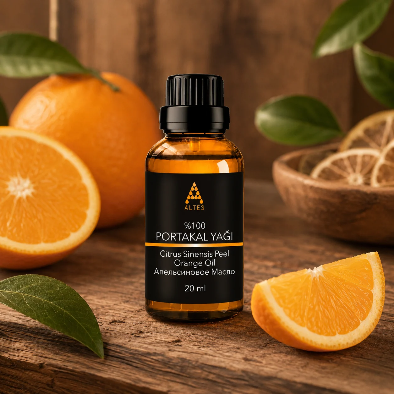 ALTES Portakal Uçucu Yağı 20 ml – %100 Saf ve Doğal - ahşap zemin ürün görseli
