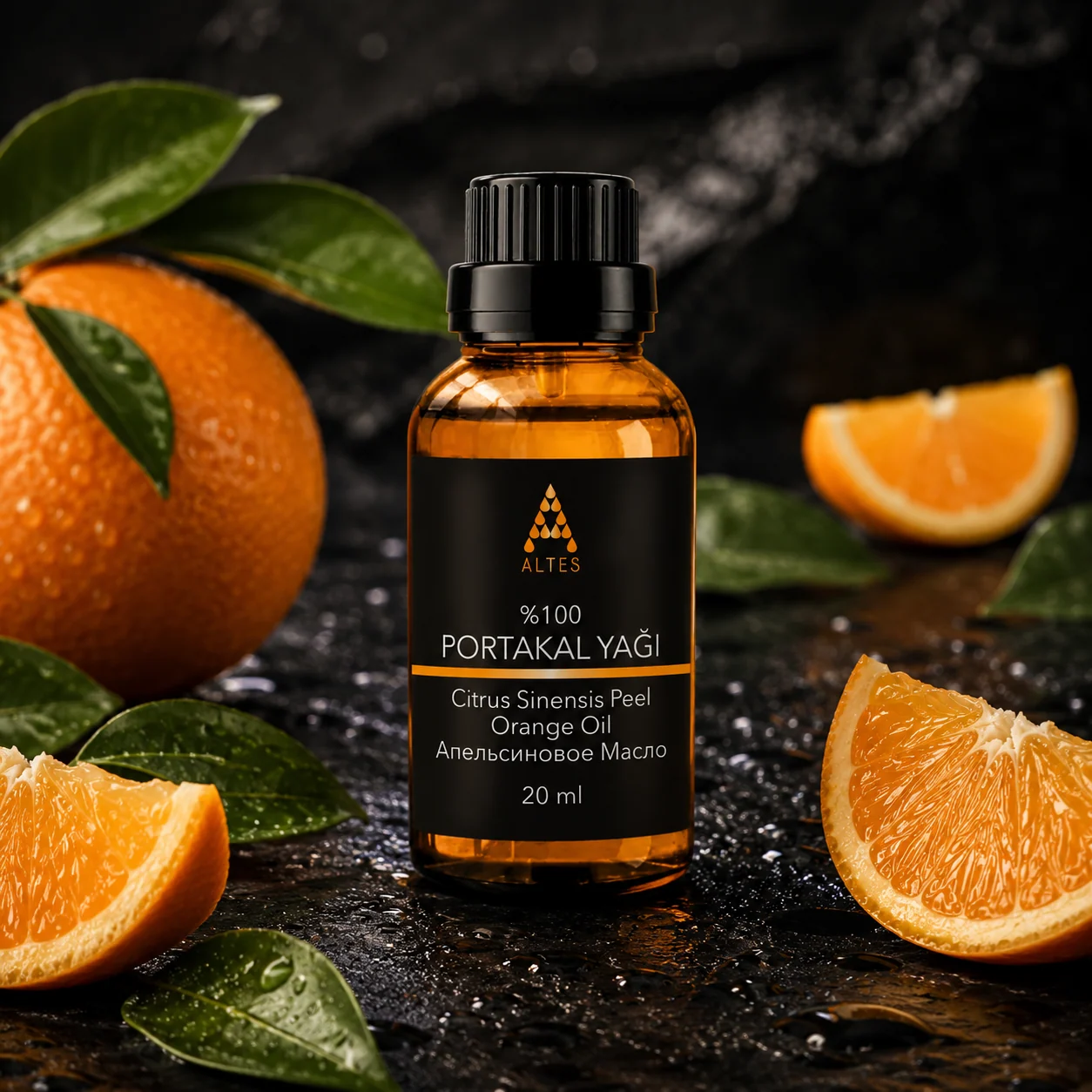 ALTES Portakal Uçucu Yağı 20 ml – %100 Saf ve Doğal - siyah taş zemin ürün görseli