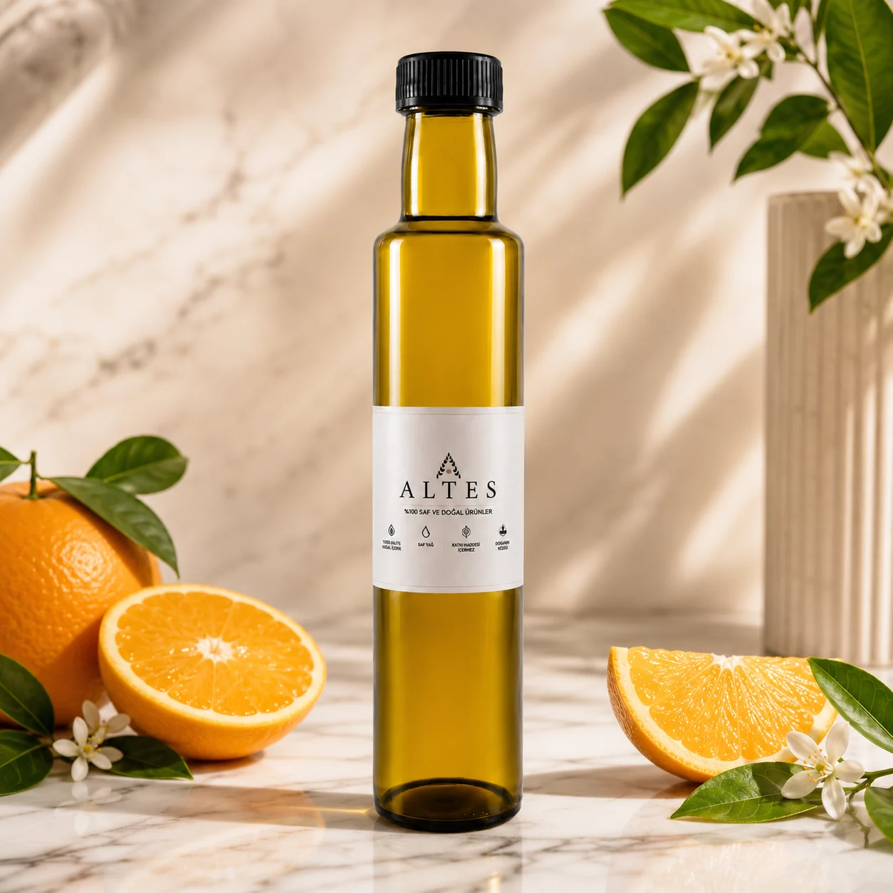 ALTES Portakal Uçucu Yağı 250 ml – %100 Saf ve Doğal - mermer zemin ürün görseli